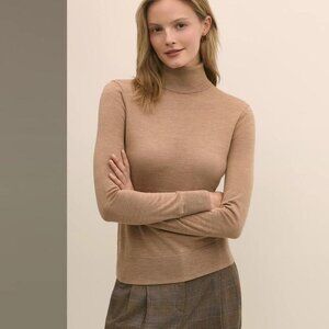 Brooks Brothers Womens Merino Wool Turtleneck Sweater Tan size large
